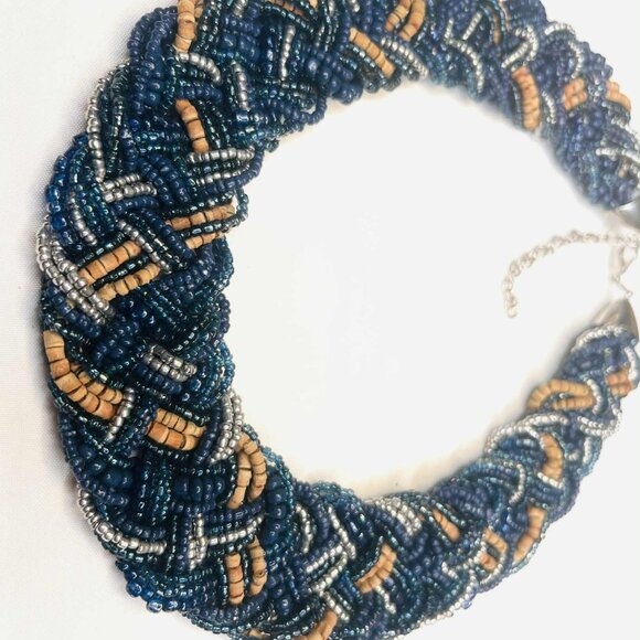 Vintage Handwoven Beaded Necklace — 1990s Artisanal Statement (50–53 cm) - Picture 4 of 8